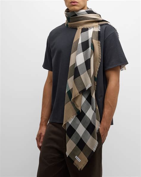 Burberry Men's Cashmere Half Mega Check Scarf 